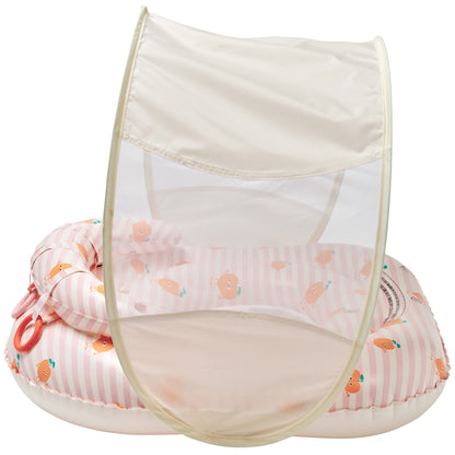 Poppy the Peach Interactive Baby Float in pink stripe with mesh canopy