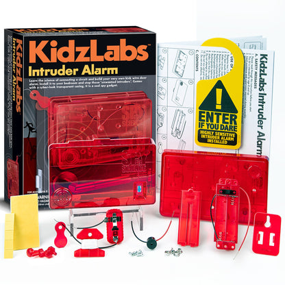 KidzLabs Intruder Alarm red DIY security kit with circuit components and instruction manual