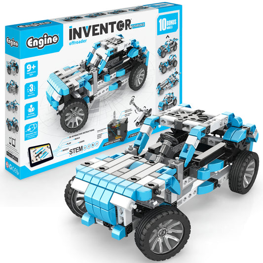 Engino Inventor Motorized Offroader 10-in-1 blue and white STEM building set with motor