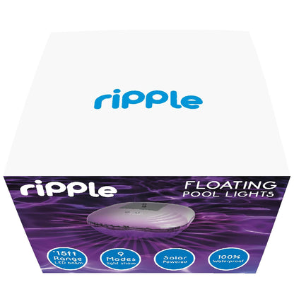 RIPPLE Solar-Powered Floating Pool Lights - Color Changing LED with 9 Modes