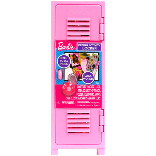 Barbie Design Activity Locker in pink with working lock and included notebook and stickers