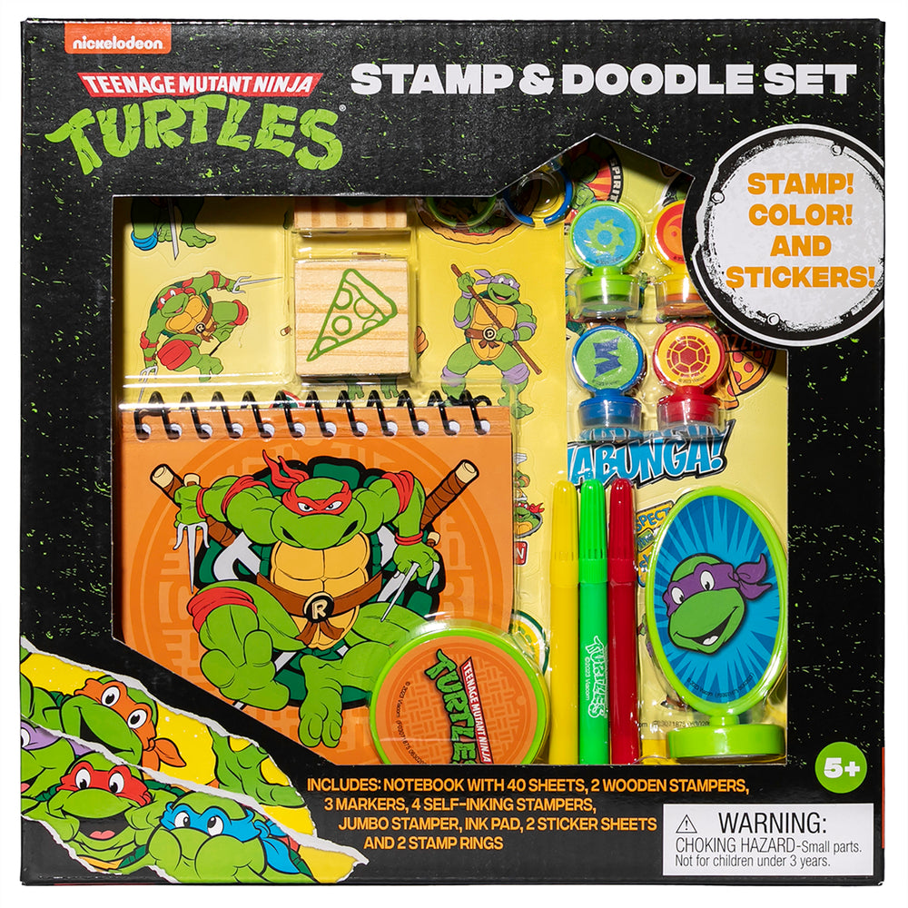 Teenage Mutant Ninja Turtles Stamp & Doodle Set with notebook, wooden stampers, and markers