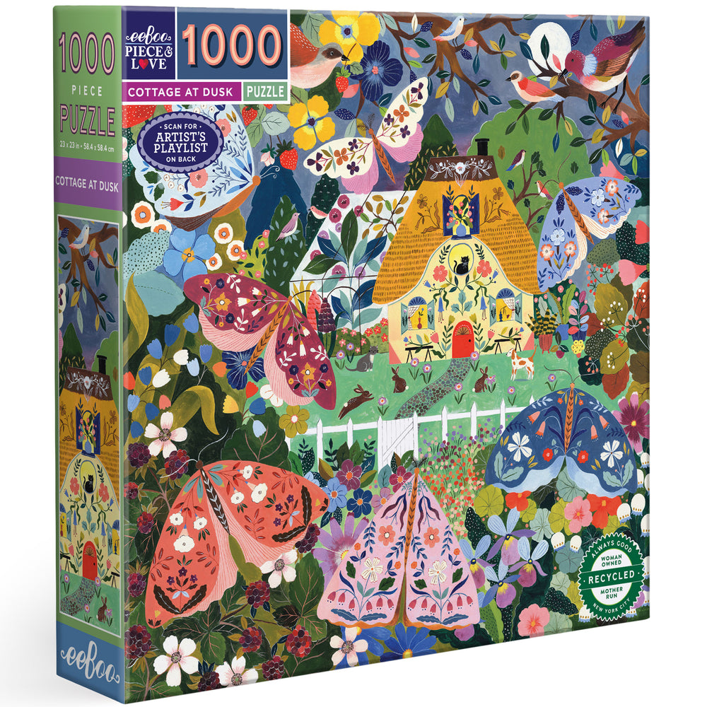 eeBoo Piece & Love Cottage at Dusk - 1000 pc Puzzle