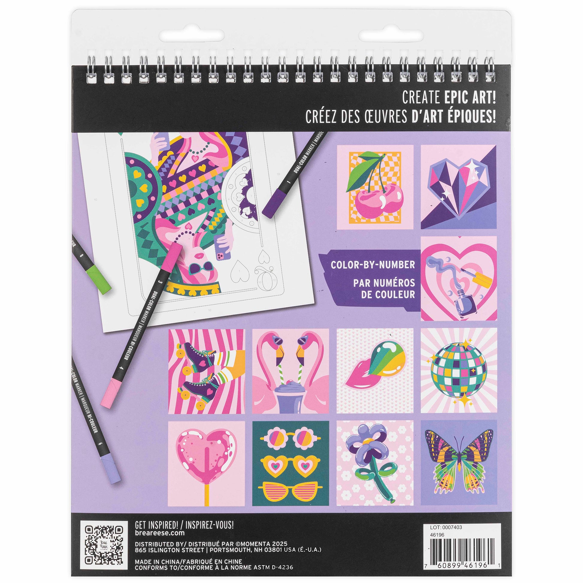 Vivid By Brea Reese Queen Of Hearts Color By Number Marker Pad with colorful designs