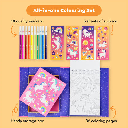 Tiger Tribe Unicorn-Themed Coloring Activity Set - Portable with Markers & Stickers