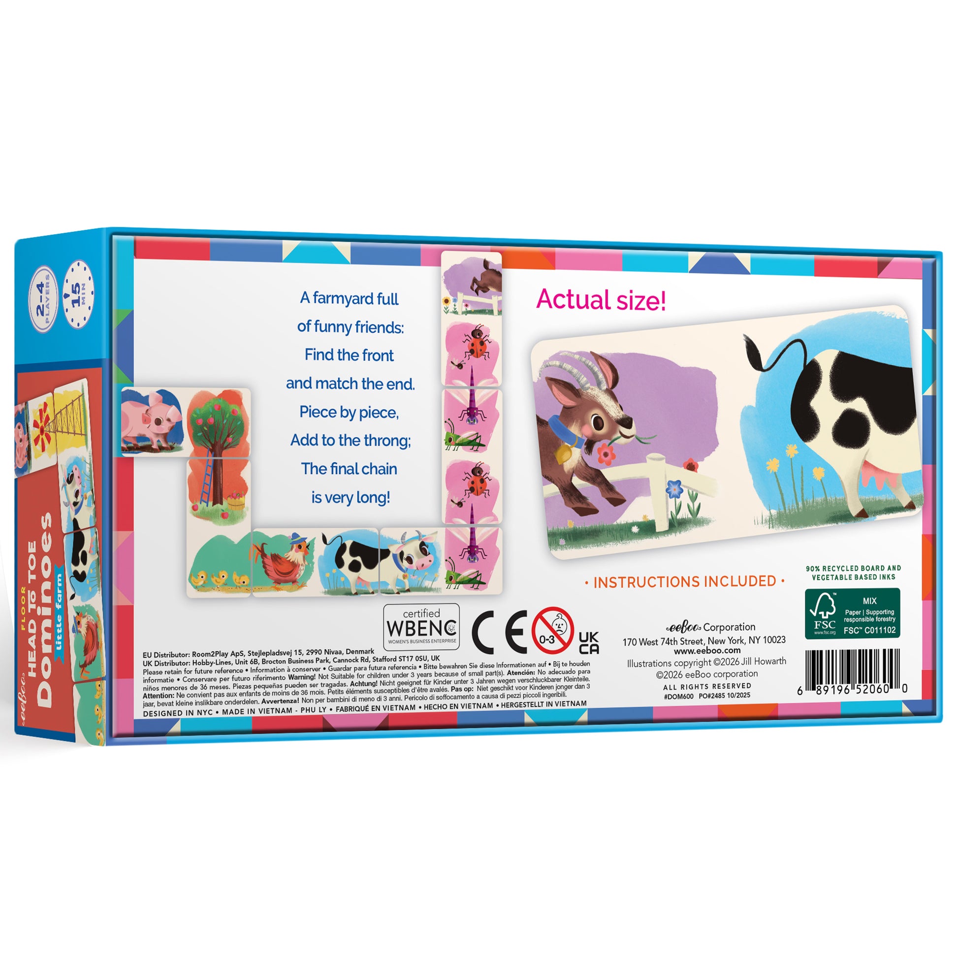 Little Farm Floor Head to Toe Dominoes colorful farmyard chain toy with cow and animal pieces