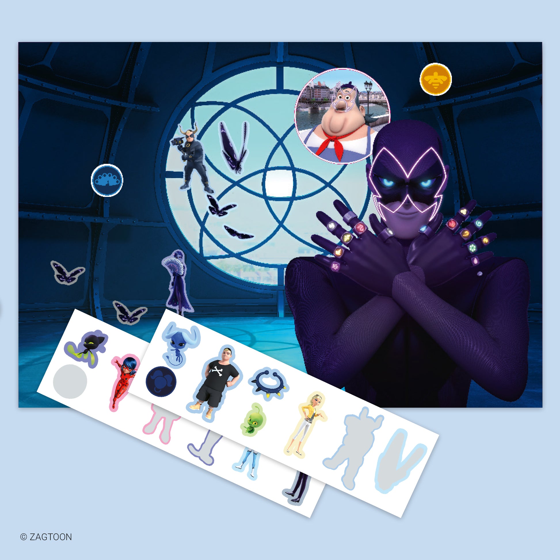 Miraculous Zag Heroez 24-door sticker book advent calendar with purple villain character