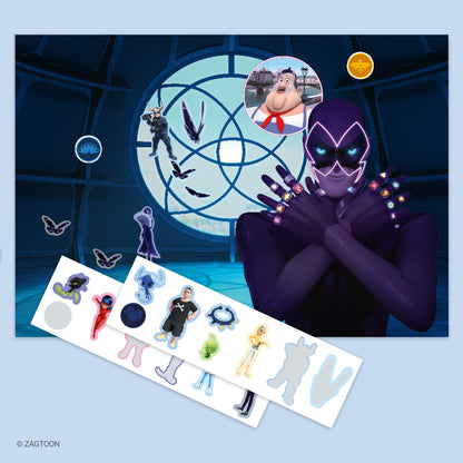 Miraculous Zag Heroez 24-door sticker book advent calendar with purple villain character