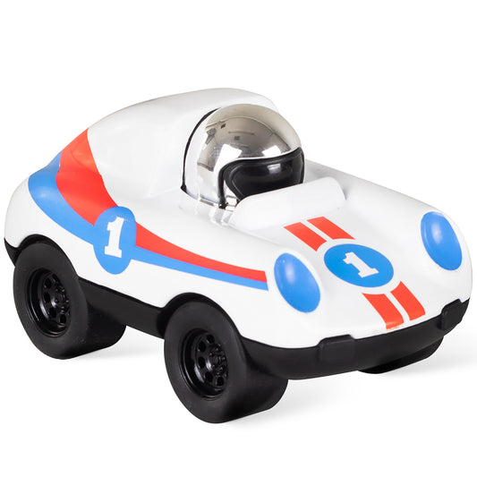 Tiger Tribe Presto Racers Ace white die-cast toy car with blue and red racing stripes