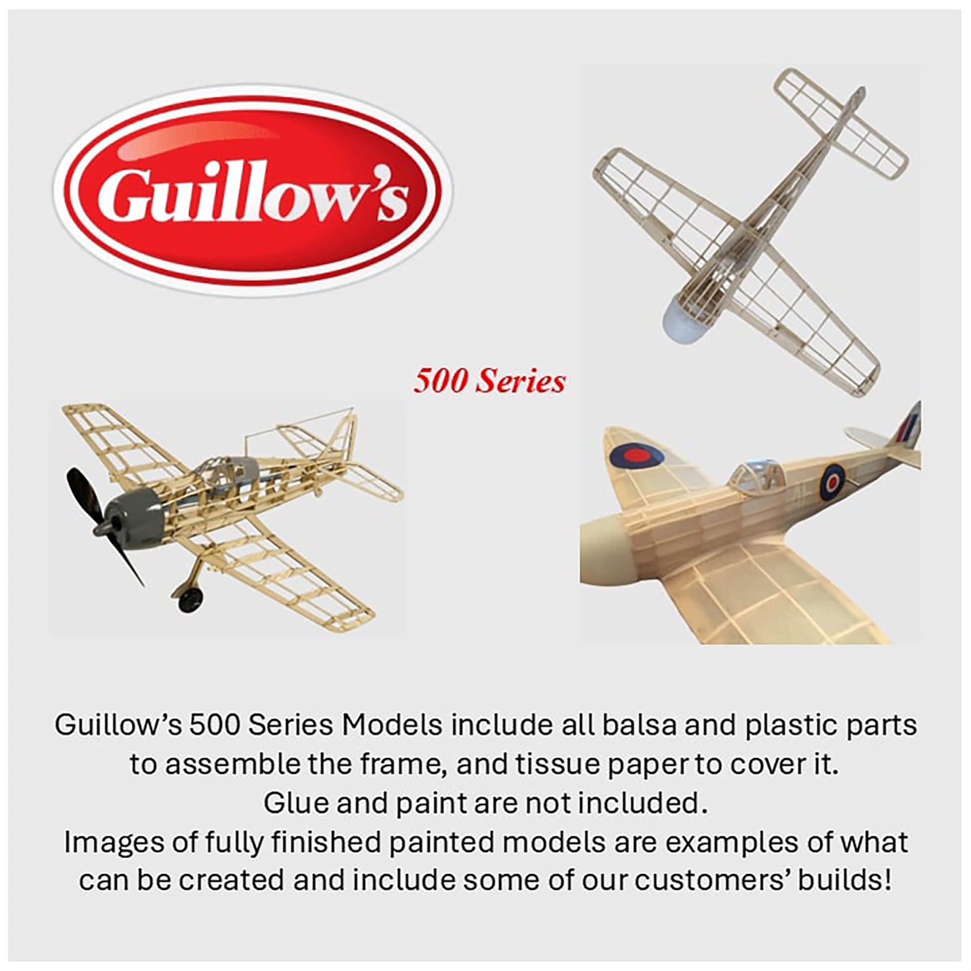 Guillow's 500 Series F6F Hellcat balsa wood flying model kit with tissue paper covering