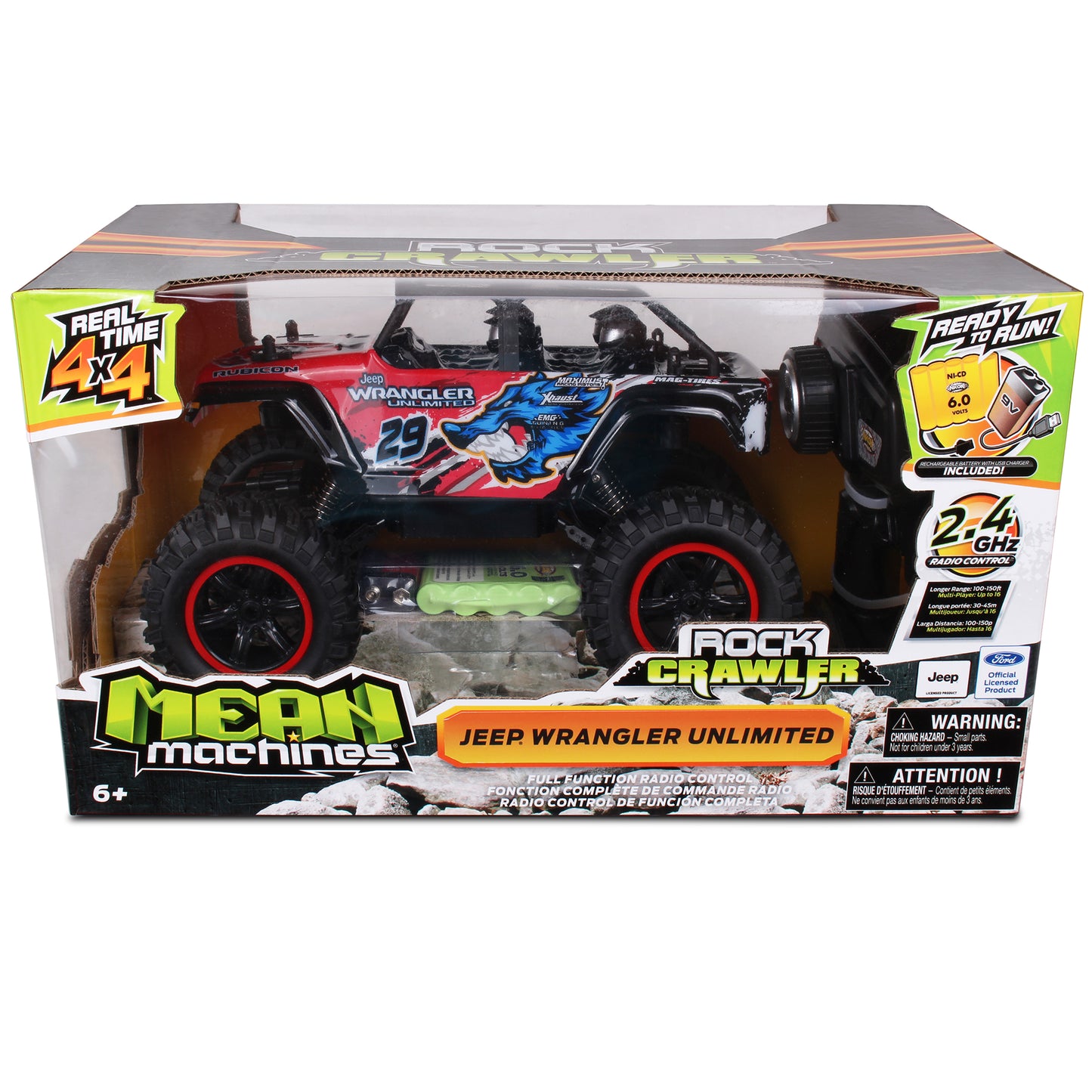 Mean Machines Radio Control 1:16 Jeep Wrangler Unlimited Rock Crawler - Black