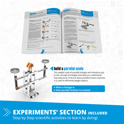 Engino Discovering STEM Mechanics Levers & Linkages building set with instruction manual and parallel scale model