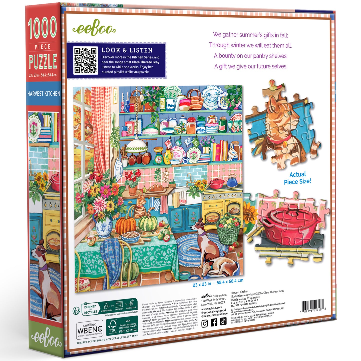 eeBoo Harvest Kitchen 1000 piece puzzle with colorful kitchen scene and autumn theme