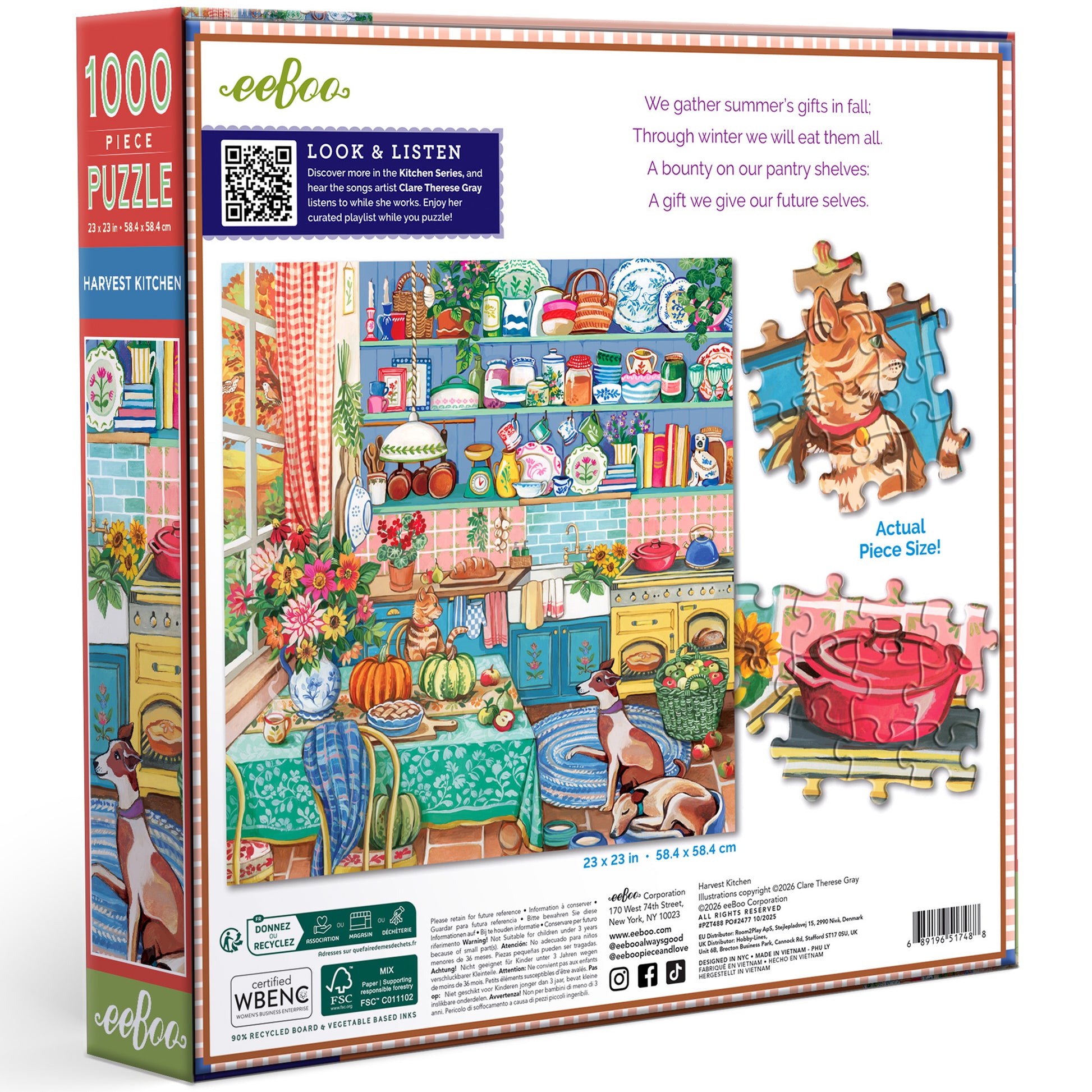 eeBoo Harvest Kitchen 1000 piece puzzle with colorful kitchen scene and autumn theme