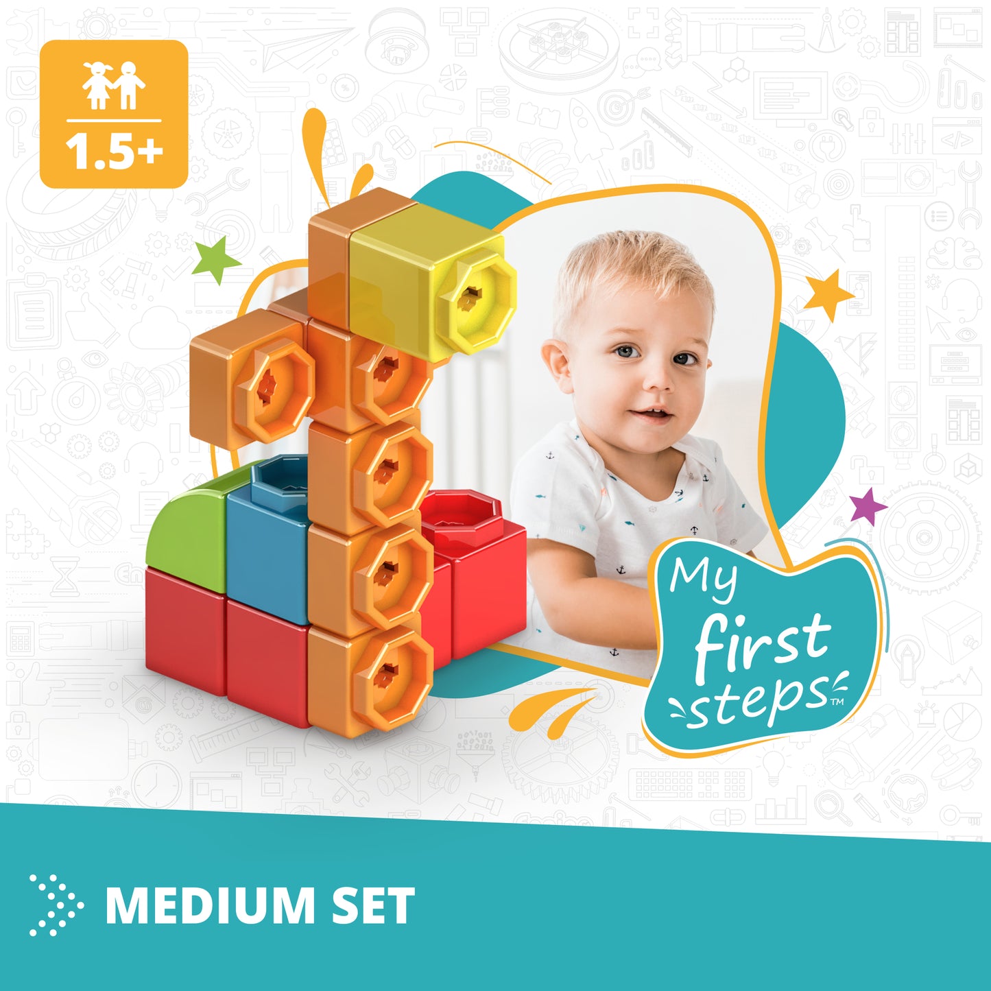Engino Qboidz Baby - My First Steps 44pc Toddler Building Set