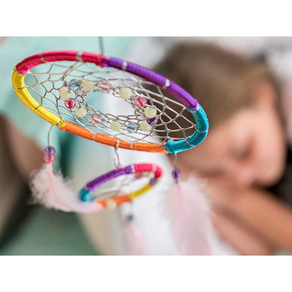4M KidzMaker Dream Catcher DIY craft kit with colorful rainbow rings and beads