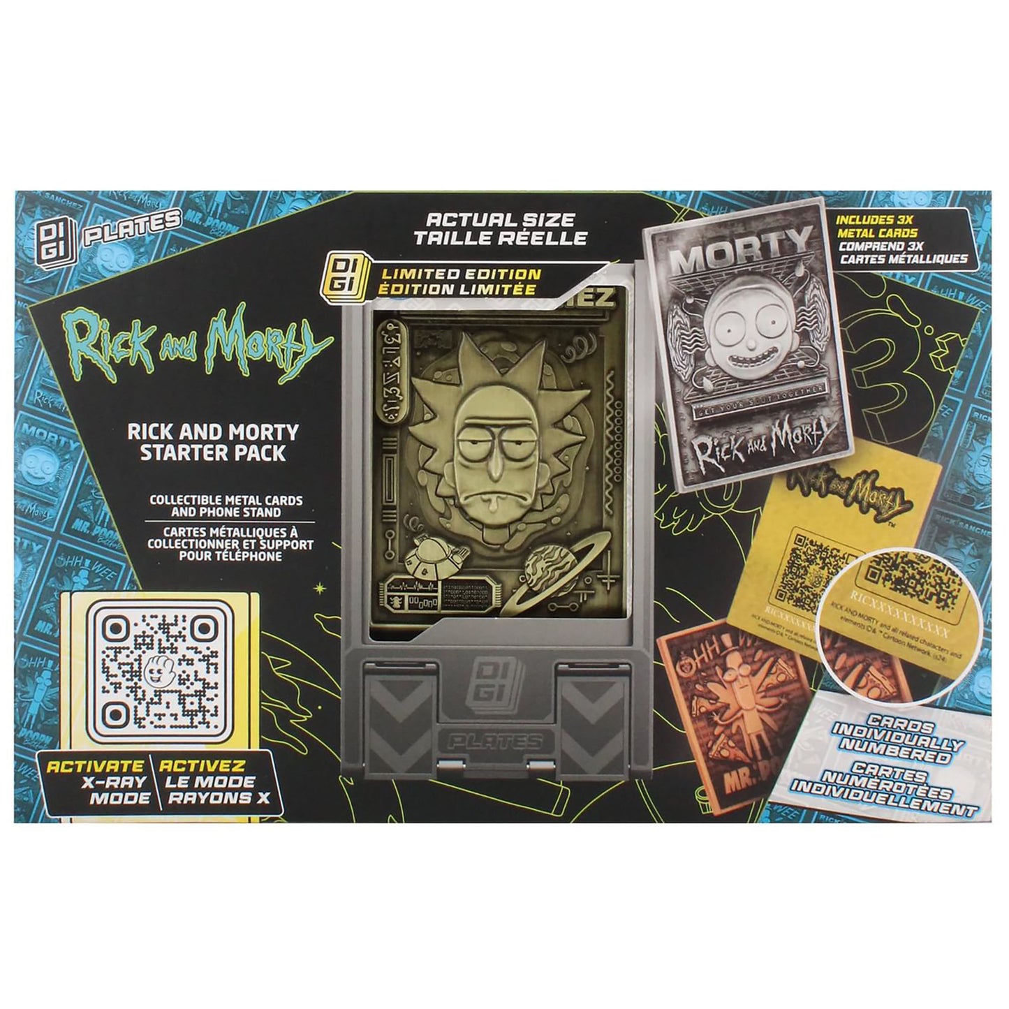Exquisite Gaming Rick & Morty Digiplate Starter Pack with 3 Collectible Metal Cards & Phone Stand