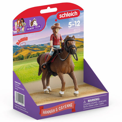 Schleich Horse Club Hannah & Cayenne playset with brown horse and cowgirl rider figure