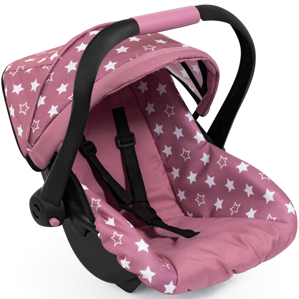 Bayer Design Deluxe Doll Car Seat with pink fabric and white stars pattern
