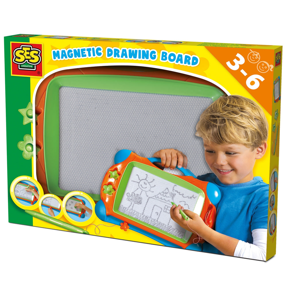 SES Creative Magnetic Drawing Board with Doodle Pen & Stamps - Art Activity Set for Kids 3+