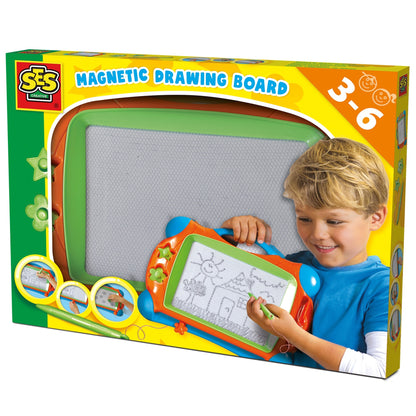 SES Creative Magnetic Drawing Board with Doodle Pen & Stamps - Art Activity Set for Kids 3+