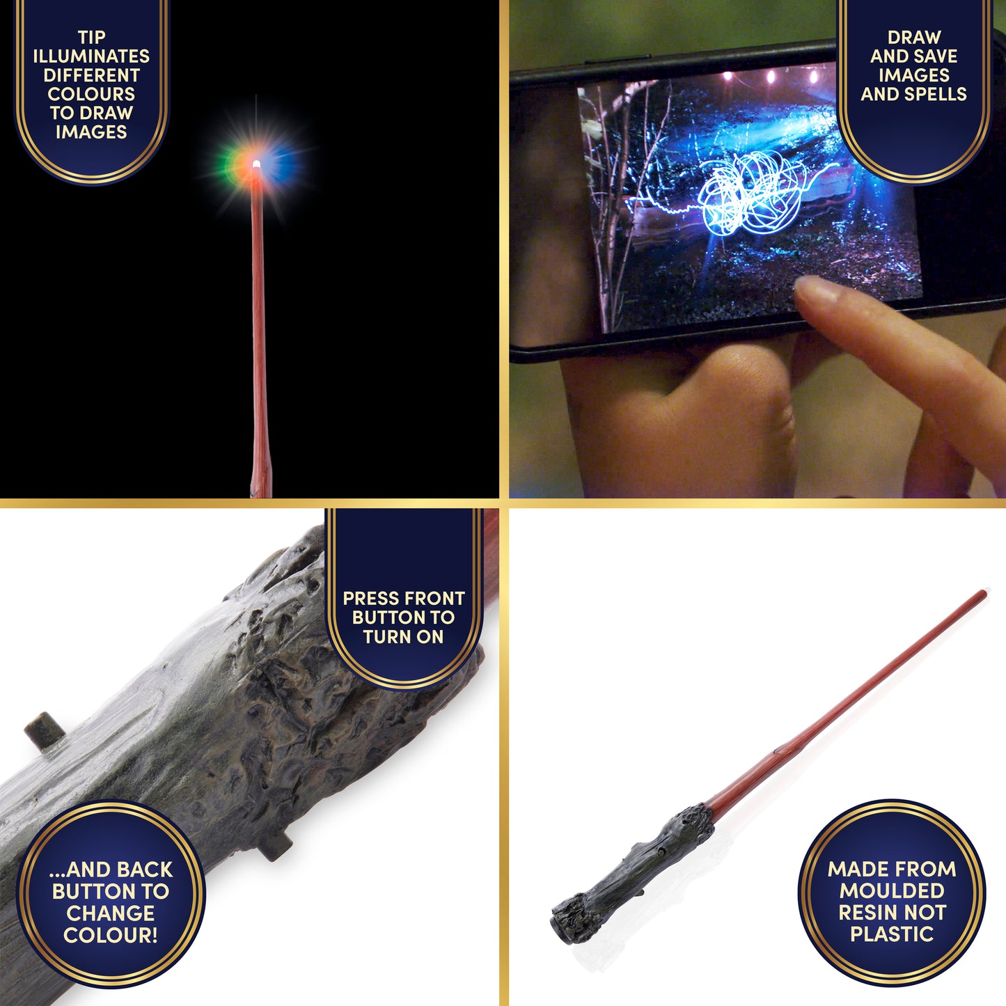 Wizarding World Deluxe Lumos Wand 14 inch Harry Potter replica with light-up tip