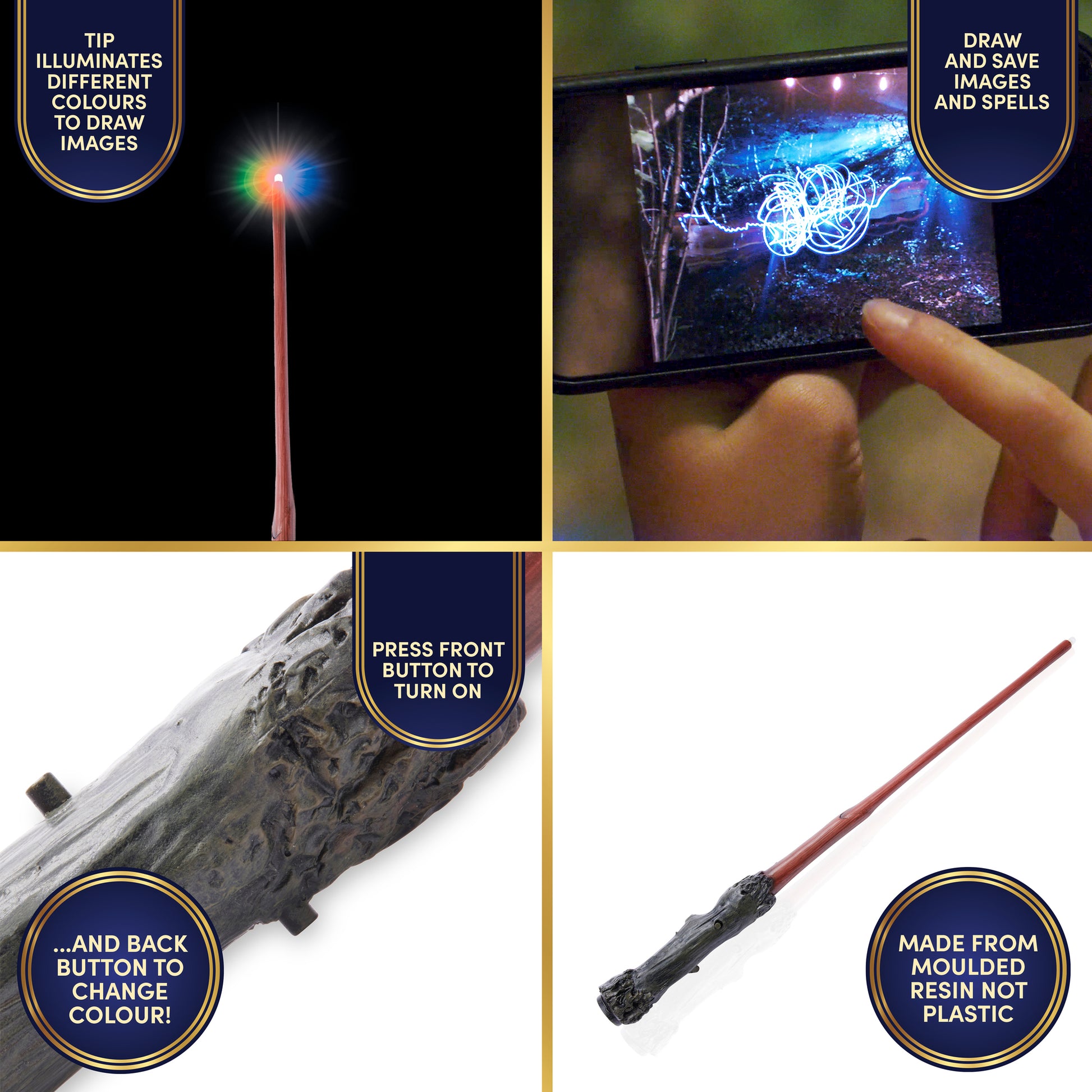 Wizarding World Deluxe Lumos Wand 14 inch Harry Potter replica with light-up tip