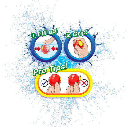 Splats Reusable Water Balls 20ct with fill and grip instructions