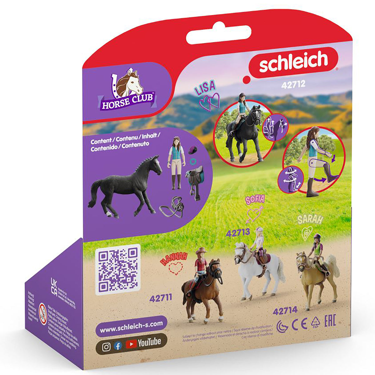 Schleich Horse Club Lisa & Storm playset with black horse, rider figure, and accessories