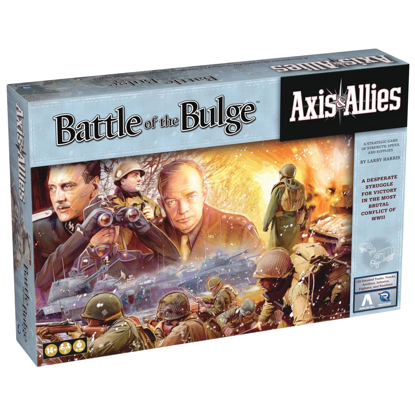 Axis & Allies Battle of the Bulge WWII strategy board game box with military figures and commanders