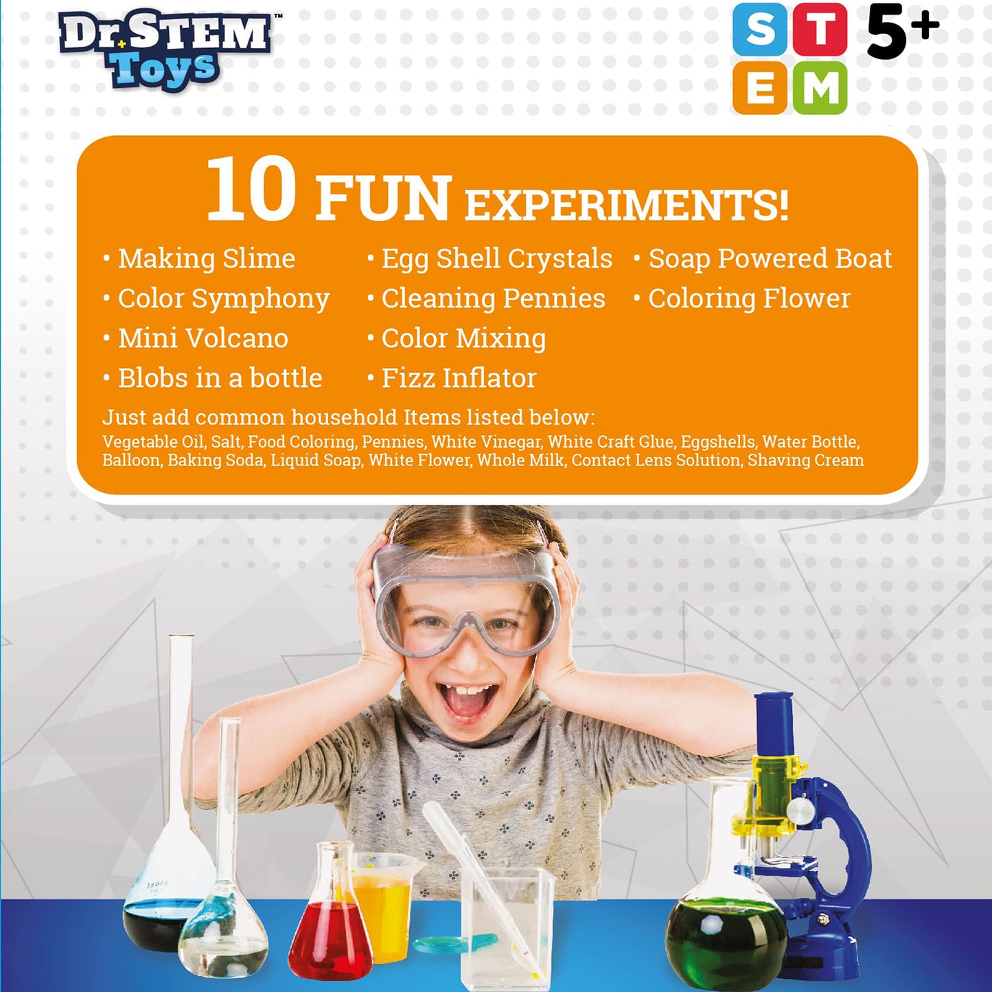 Dr. STEM Chemistry Adventure Set - 10 Experiment Kit for Kids Age 5+
