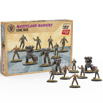 Fallout Wasteland Raiders Core Box with 8 plastic miniatures and game pieces