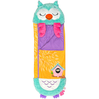 Happy Nappers Green Owl 2-in-1 Pillow Sleepy Sack with Purple and Yellow Accents