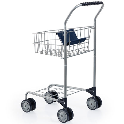 Bayer Design Grocery Shopping Cart - Toddler Pretend Play Toy, Grey & Blue