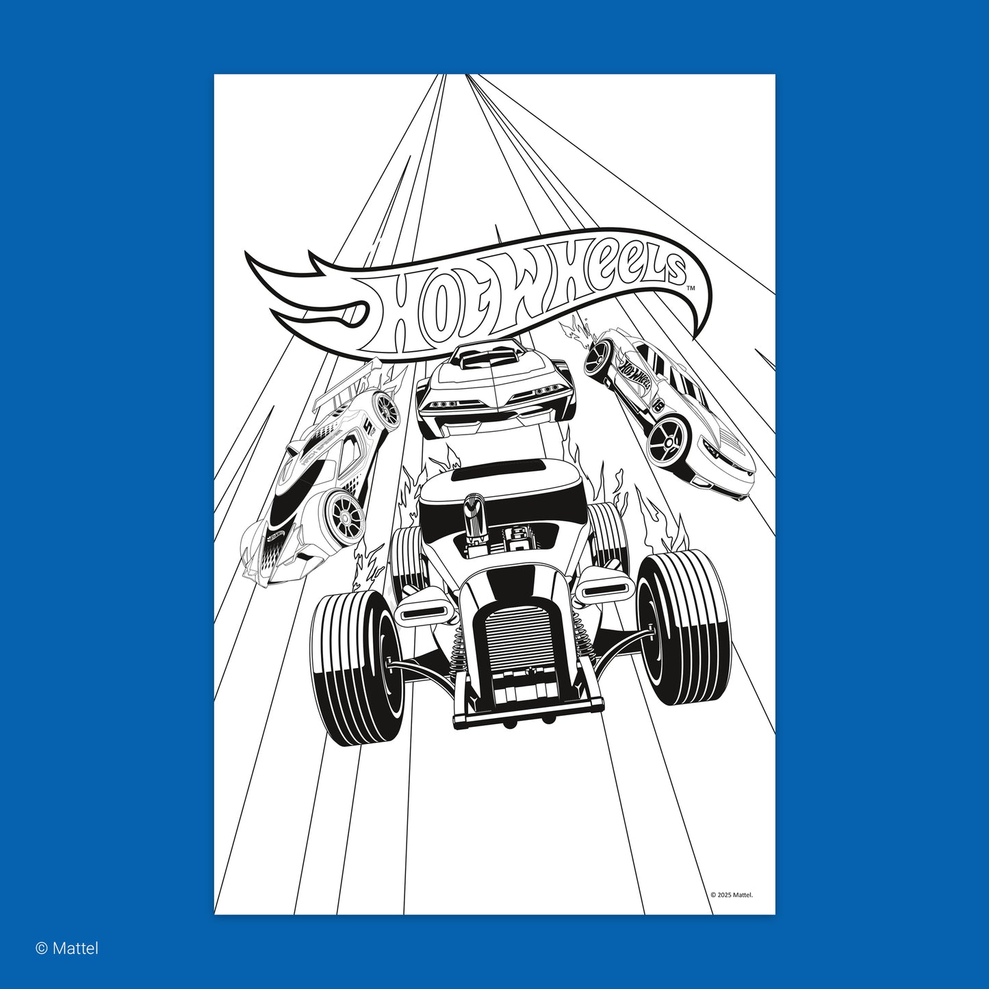 Hot Wheels Color & Sticker Fun spiralbound book with 3D cover featuring racing cars