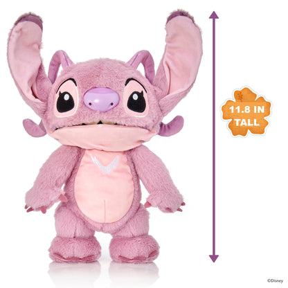 Pink Disney Angel plush toy, 11.8 inches tall, with large ears and interactive features