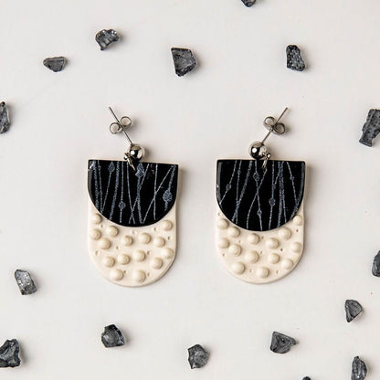Sculpey Premo Pearl Clay 1lb with black and white textured earrings
