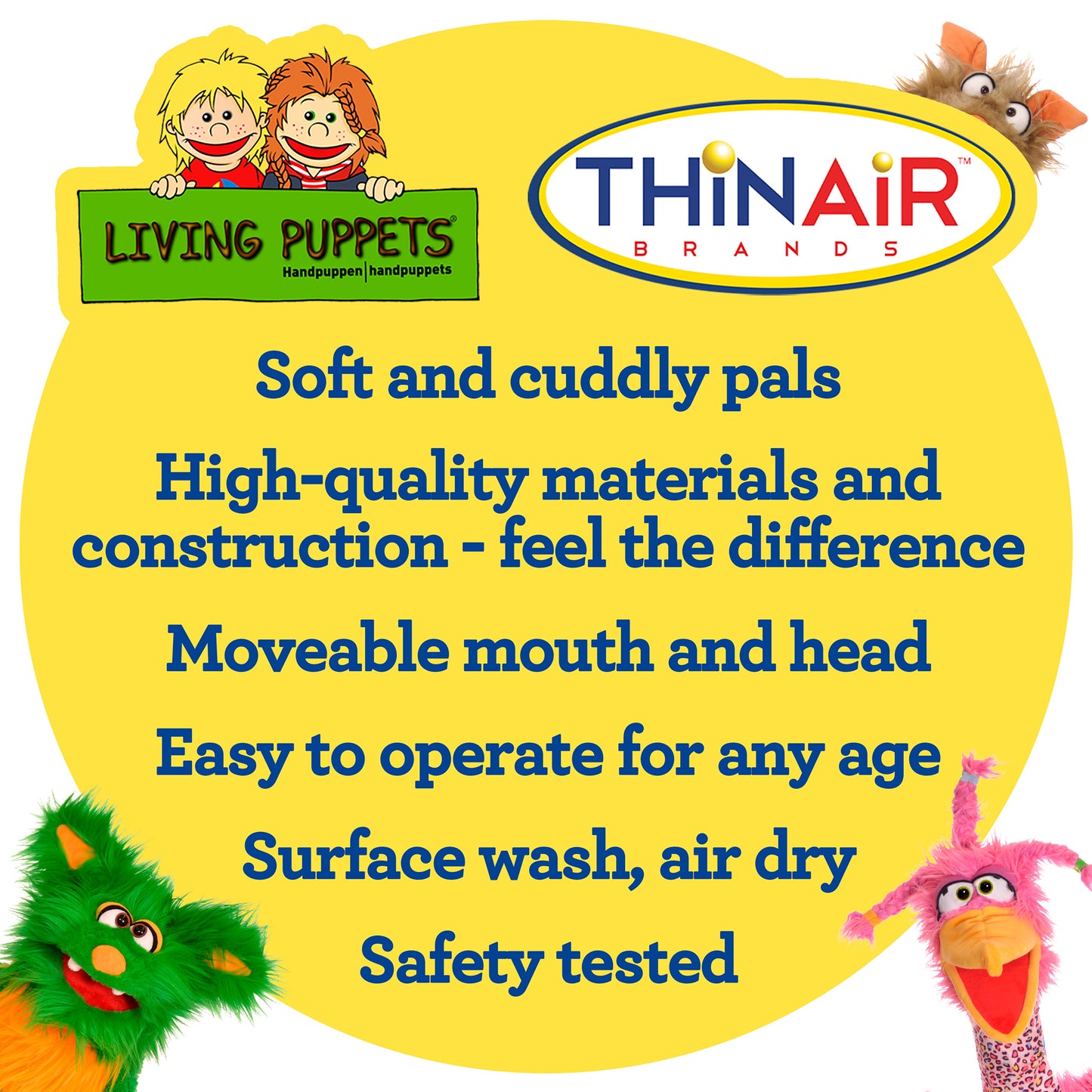 Living Puppets Handmade Murray The Lion Plush Hand Puppet - Soft Play Companion For Kids 3+
