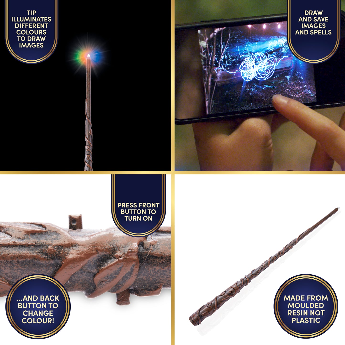 Hermione Granger 14-inch Lumos Wand with light-up tip and interactive features