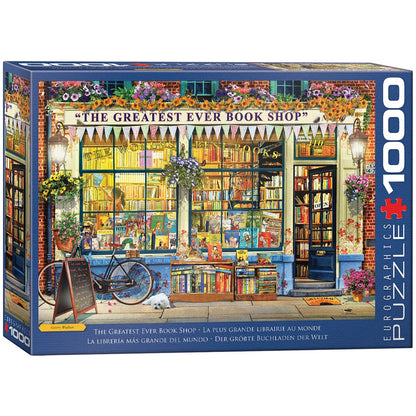 Eurographics 1000 Piece Puzzle: The Greatest Ever Book Shop featuring colorful storefront with books and flowers
