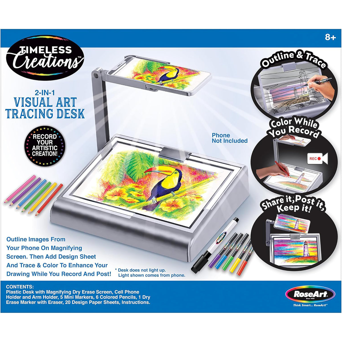 Timeless Creations 2-In-1 Visual Art Tracing Desk and Light Box Drawing Set