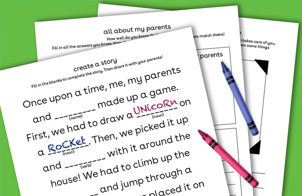 Parents’ Day activity packet free printable for kids