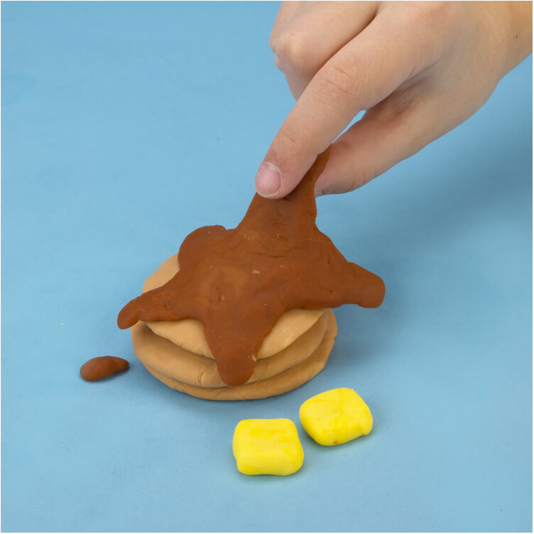 how to make pretend pancakes with PlayDoh dough compound step three