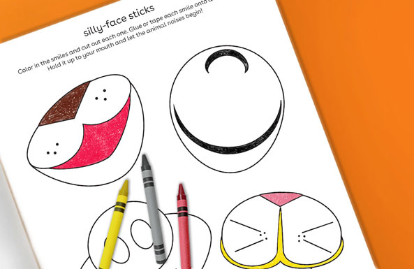 silly-face sticks free printable for kids