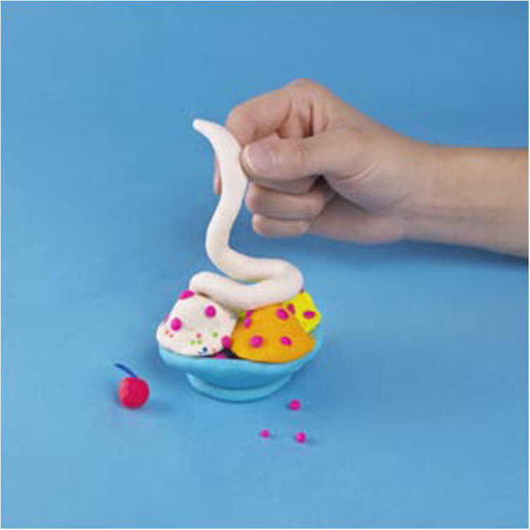 how to make a pretend ice cream sundae with PlayDoh dough compound step three