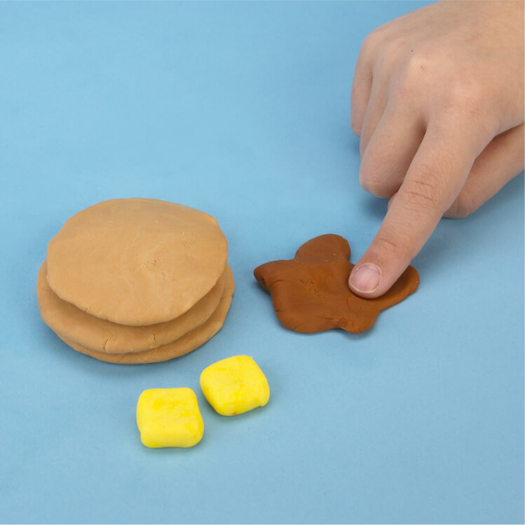 how to make pretend pancakes with PlayDoh dough compound step two