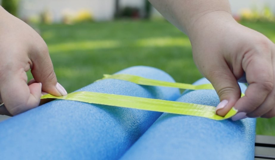 cut pool noodles in half and tape them together side by side