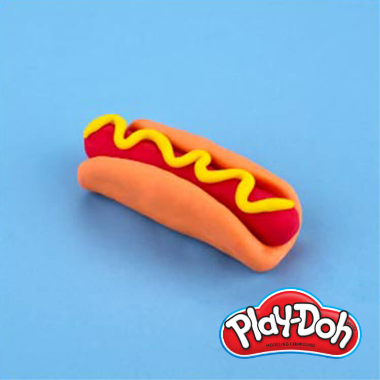 completed PlayDoh pretend hotdog