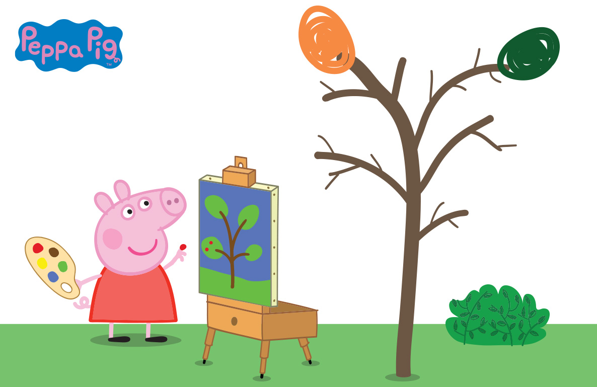 finger painting with Peppa Pig